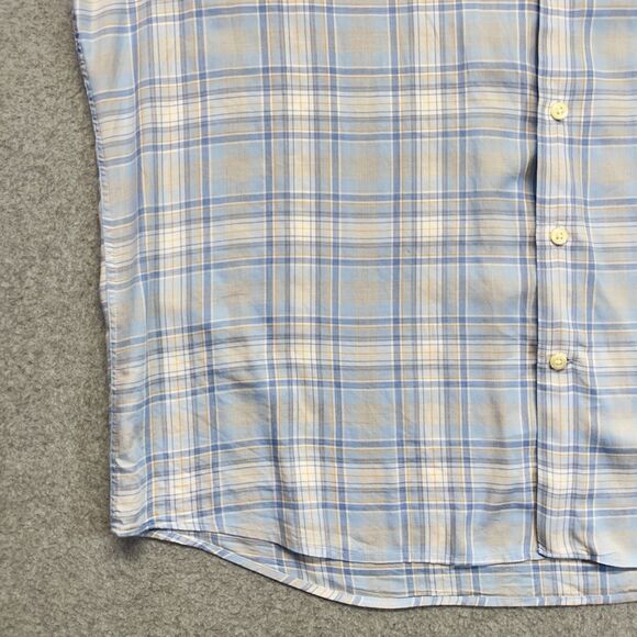 Peter Millar Button-Down Shirt Men’s XL Light Blue Plaid Long Sleeve - Picture 8 of 16